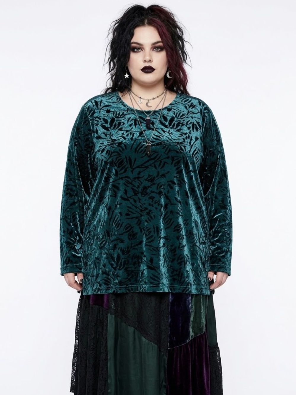 Vintage Whimsigoth Forest Green Crushed Velvet Top Witchy Feminine Earthy Hobbit